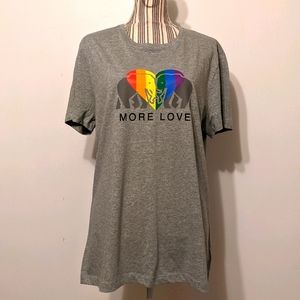 Gray 'More Love' Graphic Tee with Rainbow Heart
